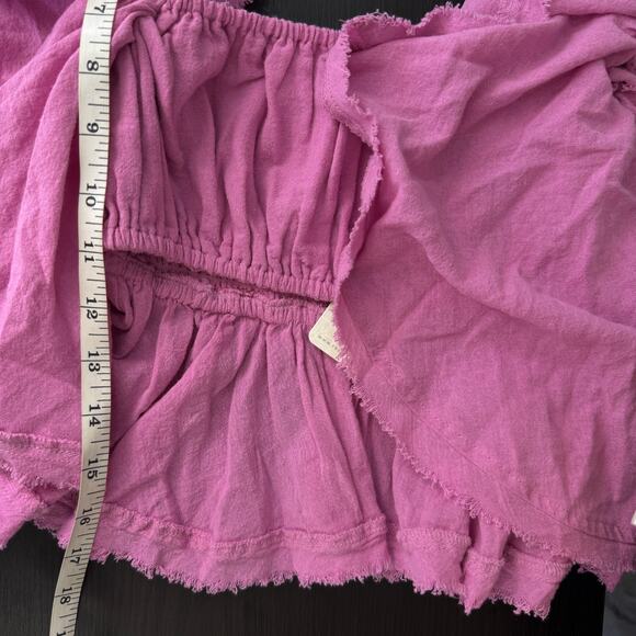 Free People Make Waves Top Womens XS Crop Flowy Beachy Boho Festival Pink NEW - Picture 8 of 9